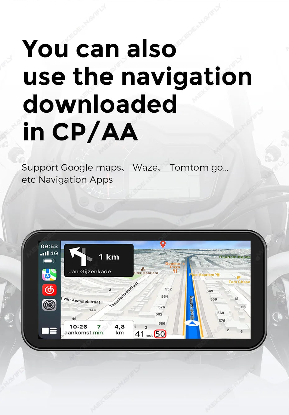 6.25" Motorcycle GPS Navigation – Wireless CarPlay & Android Auto DVR