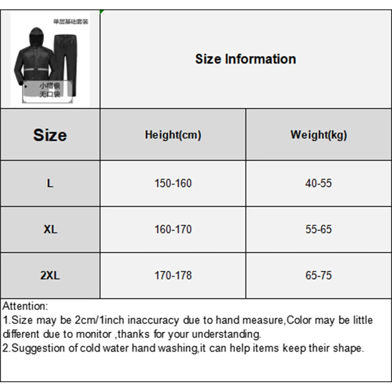 Waterproof Motorcycle Rain Suit – Hooded Jacket & Pants | Reflective Strip
