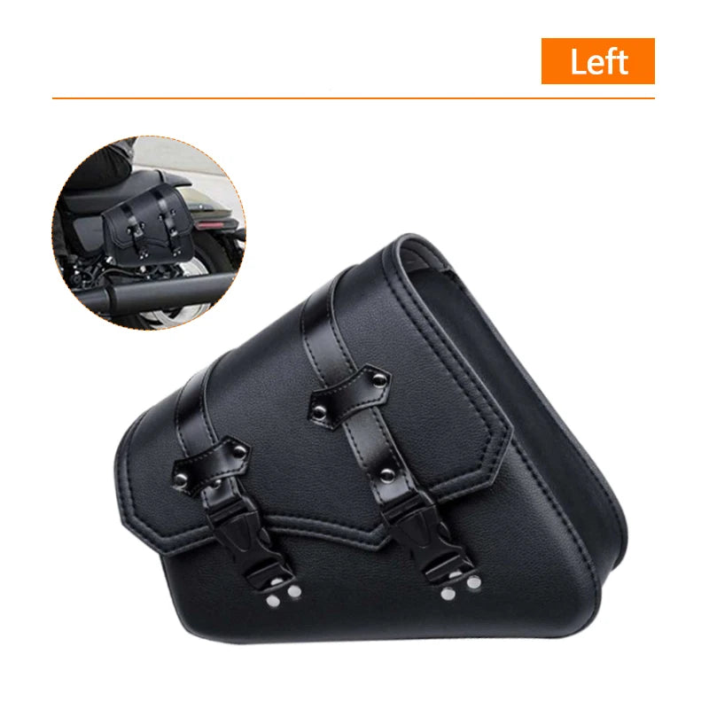 Classic Motorcycle Saddlebags | PU Leather Side Bags for Cruisers & Sportsters (Pair)