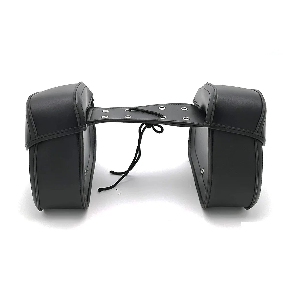 Retro Motorcycle Saddlebags | PU Leather Side Bags for Cruisers & Bobbers (Pair)