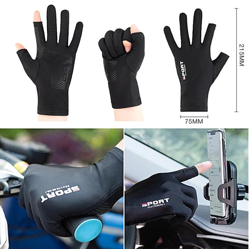 Ice Silk Motorcycle Gloves | Touchscreen-Ready, Anti-UV, Non-Slip – Summer Riding Gloves