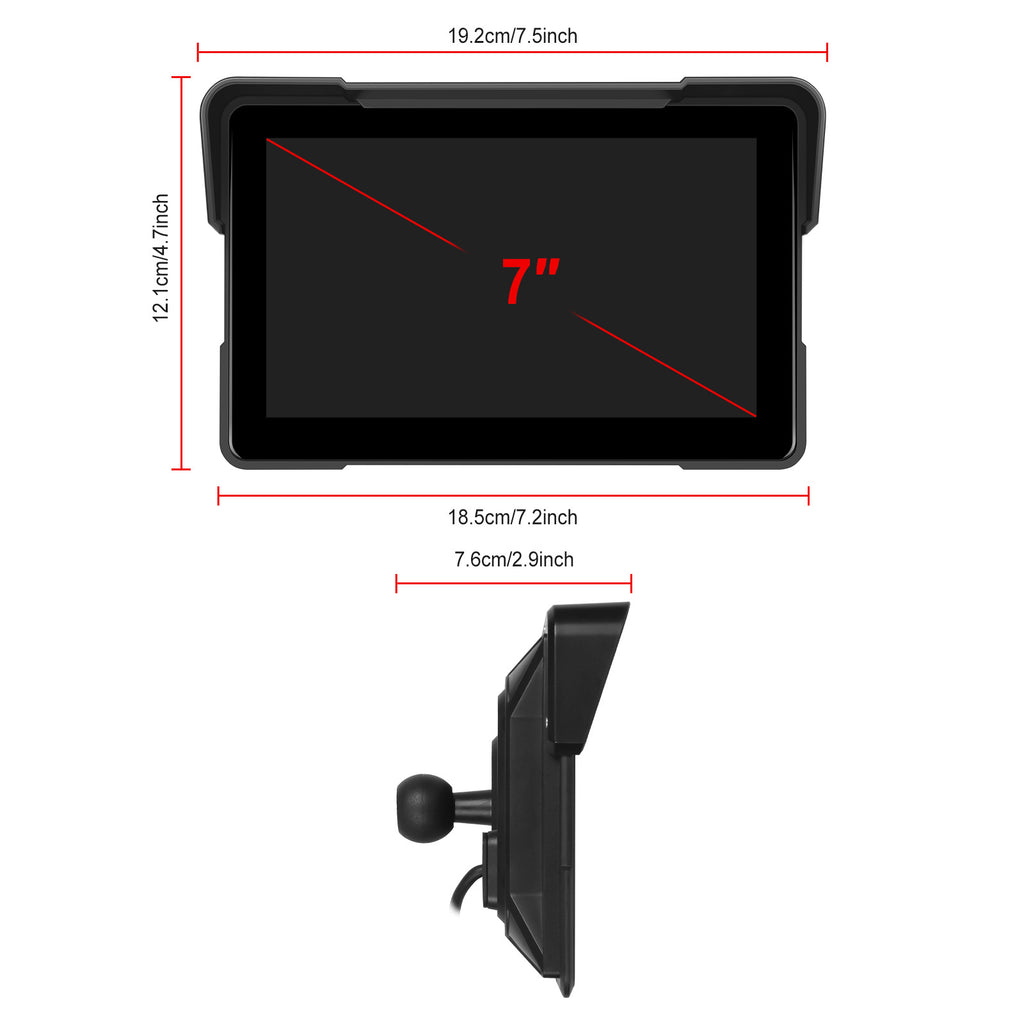 7" Motorcycle GPS Navigation – Wireless CarPlay & Android Auto