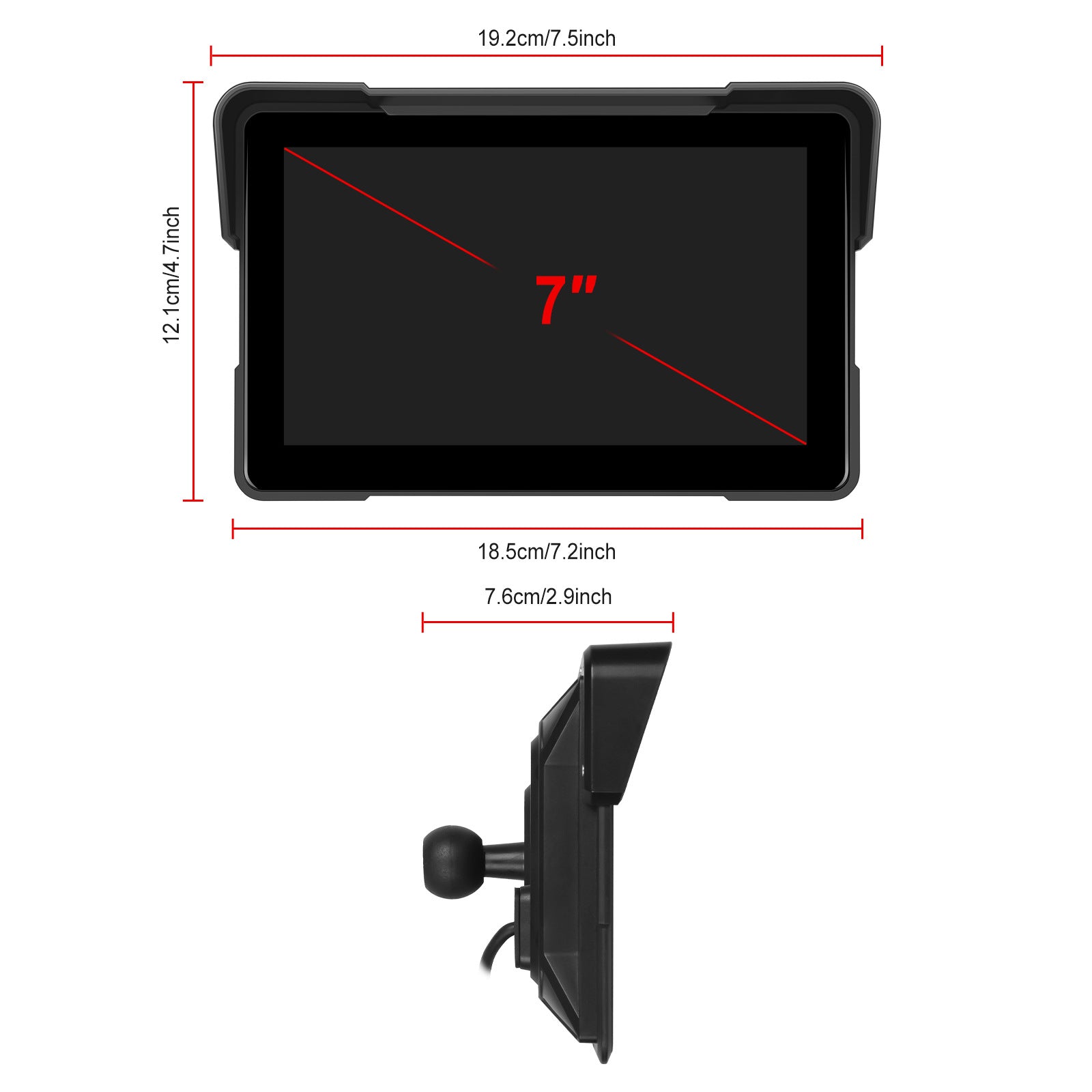 7-inch Motorcycle PND  CarPlay Compatible  No Recording Function